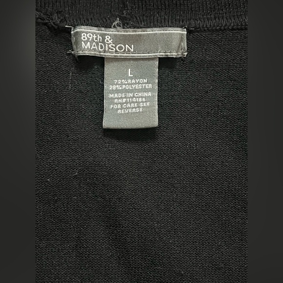 Women’s 89th & Madison Black Open Front Draped Cardigan Blazer Size Large - Picture 5 of 5